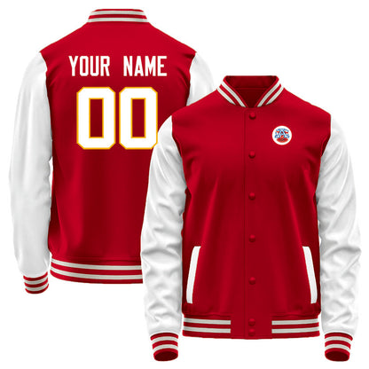 Custom KC.Chiefs Red-White Bomber Full-Snap Varsity Letterman Jacket