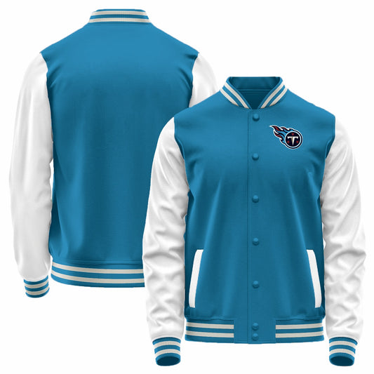 Custom T.Titans Blue-White Bomber Full-Snap Varsity Letterman Jacket