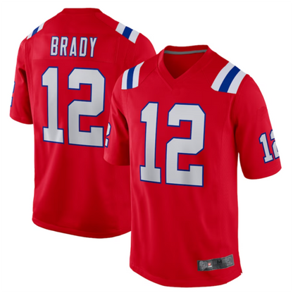 #12 Tom Brady Player NE.Patriots Red Game Football Jerseys