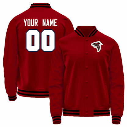 Custom A.Falcons Red Bomber Full-Snap Varsity Letterman Jacket