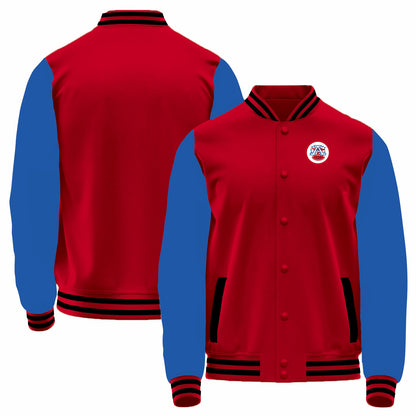 Custom Red-Royal Bomber Full-Snap Varsity Letterman Jacket