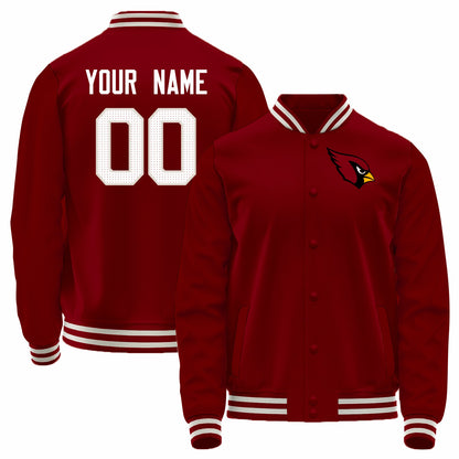 Custom A.Cardinal Red Bomber Full-Snap Varsity Letterman Jacket