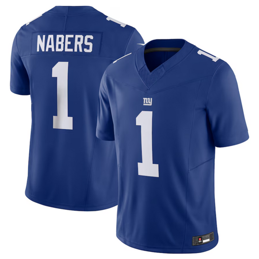 #1 Malik Nabers Player NY.Giants Royal Vapor F.U.S.E. Limited Football Jerseys