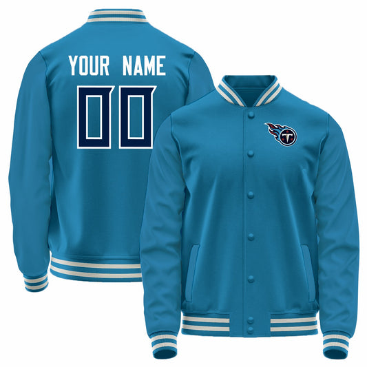 Custom T.Titans Blue Bomber Full-Snap Varsity Letterman Jacket