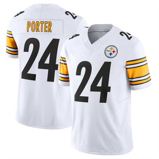 #24 Joey Porter Jr. Player P.Steelers White Vapor F.U.S.E. Limited Fotoball Jerseys