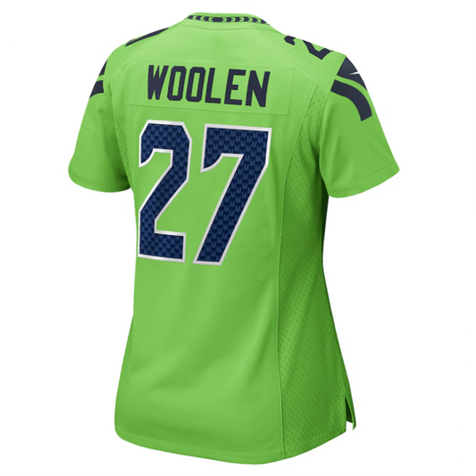 #27 Tariq Woolen Player S.Seahawks Neon Green Game Football Jerseys