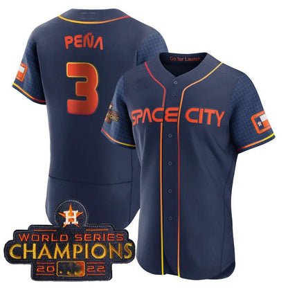 #3 Jeremy Pena Houston Astros 2023 SPACE CITY CHAMPIONS FLEX JERSEY ¨C blue ALL STITCHED Baseball Jerseys