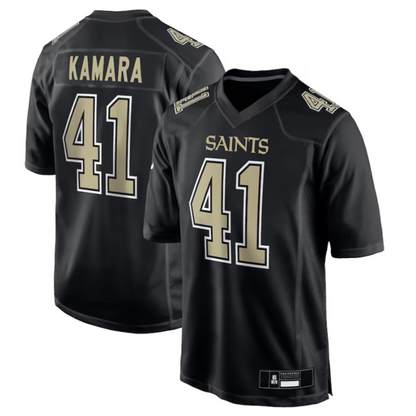 #41 Alvin Kamara Player NO.Saints Carbon Black Fashion Game Football Jerseys