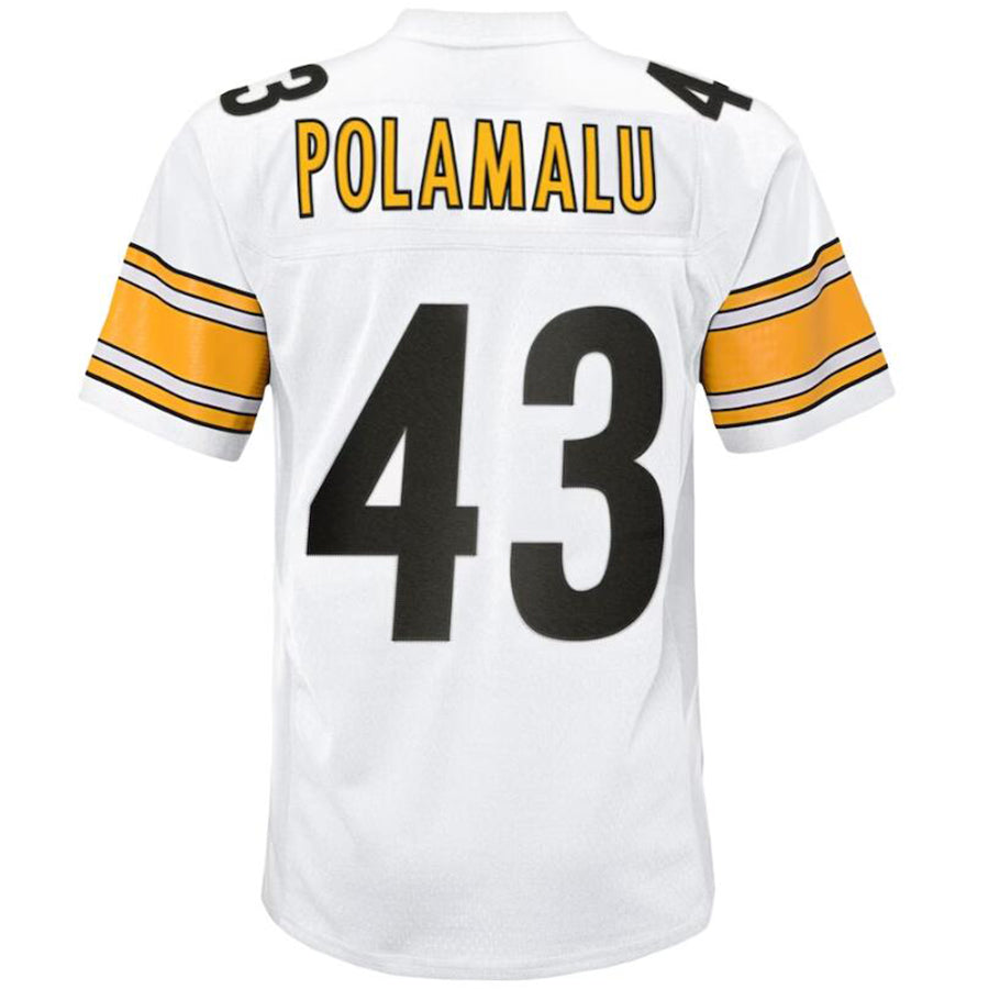 P.Steelers #43 Troy Polamalu Mitchell & Ness White 2005 Retired Player Legacy Football Jerseys