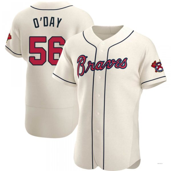 Atlanta Braves #56 Darren O¡¯Day Cream Alternate Jersey Stitches Baseball Jerseys