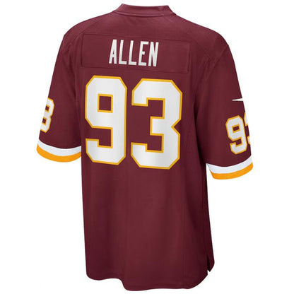 W.Commanders #93 Jonathan Allen Player Burgundy Replica Game Football Jerseys