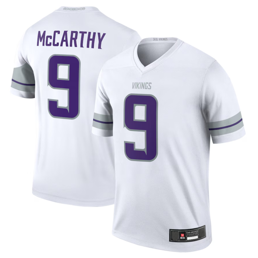 #9 J.J. McCarthy Player MN.Vikings White Alternate Legend Football Jerseys