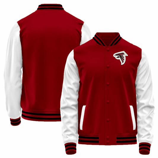Custom A.Falcons Red-White Bomber Full-Snap Varsity Letterman Jacket
