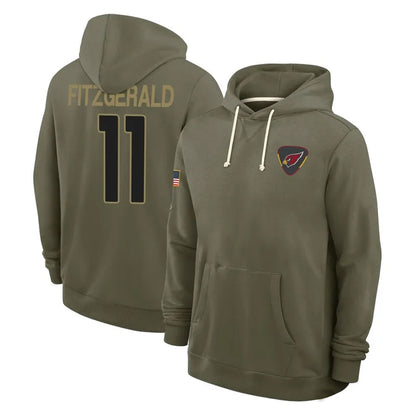 A.Cardinals #11 Larry Fitzgerald Player Olive Salute to Service Hoodies Football Jerseys