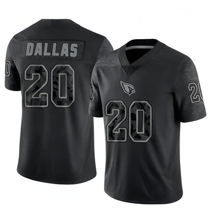 A.Cardinals #20 DeeJay Dallas Player Black RFLCTV Limited Football Jerseys
