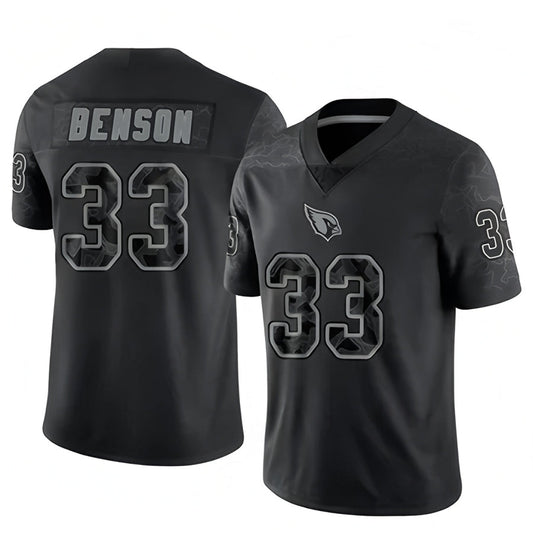 A.Cardinals #33 Trey Benson Player Black RFLCTV Limited Football Jerseys