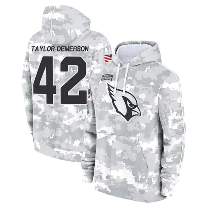 A.Cardinals #42 Dadrion Taylor-Demerson Player Camo Salute to Service Hoodies Football Jerseys