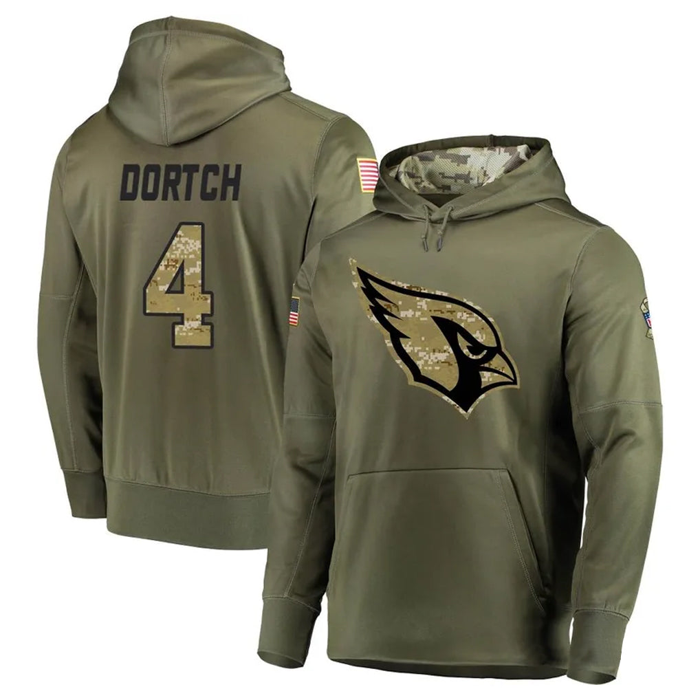 A.Cardinals #4 Greg Dortch Player Olive Salute to Service Limited Hoodies Football Jerseys