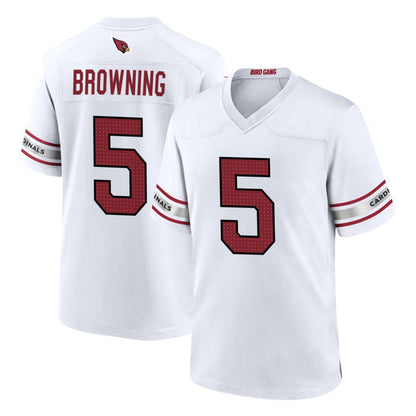 A.Cardinals #5 Baron Browning Player White Home Game Football Jerseys