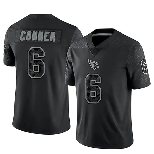 A.Cardinals #6 James Conner Player Black RFLCTV Limited Football Jerseys