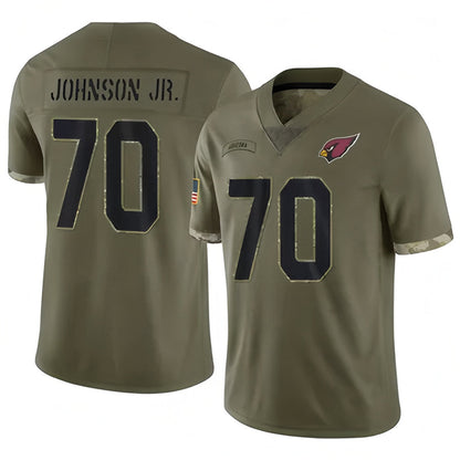 A.Cardinals #70 Paris Johnson Jr. Player Olive Salute To Service Football Jerseys