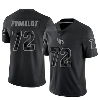 A.Cardinals #72 Hjalte Froholdt Player Black RFLCTV Limited Football Jerseys