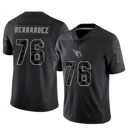 A.Cardinals #76 Will Hernandez Player Black RFLCTV Limited Football Jerseys
