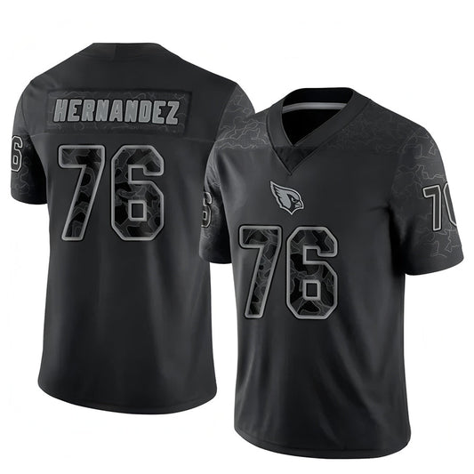 A.Cardinals #76 Will Hernandez Player Black RFLCTV Limited Football Jerseys