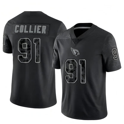 A.Cardinals #91 L.J. Collier Player Black RFLCTV Limited Football Jerseys