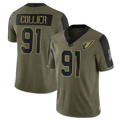A.Cardinals #91 L.J. Collier Player Olive Salute To Service Football Jerseys