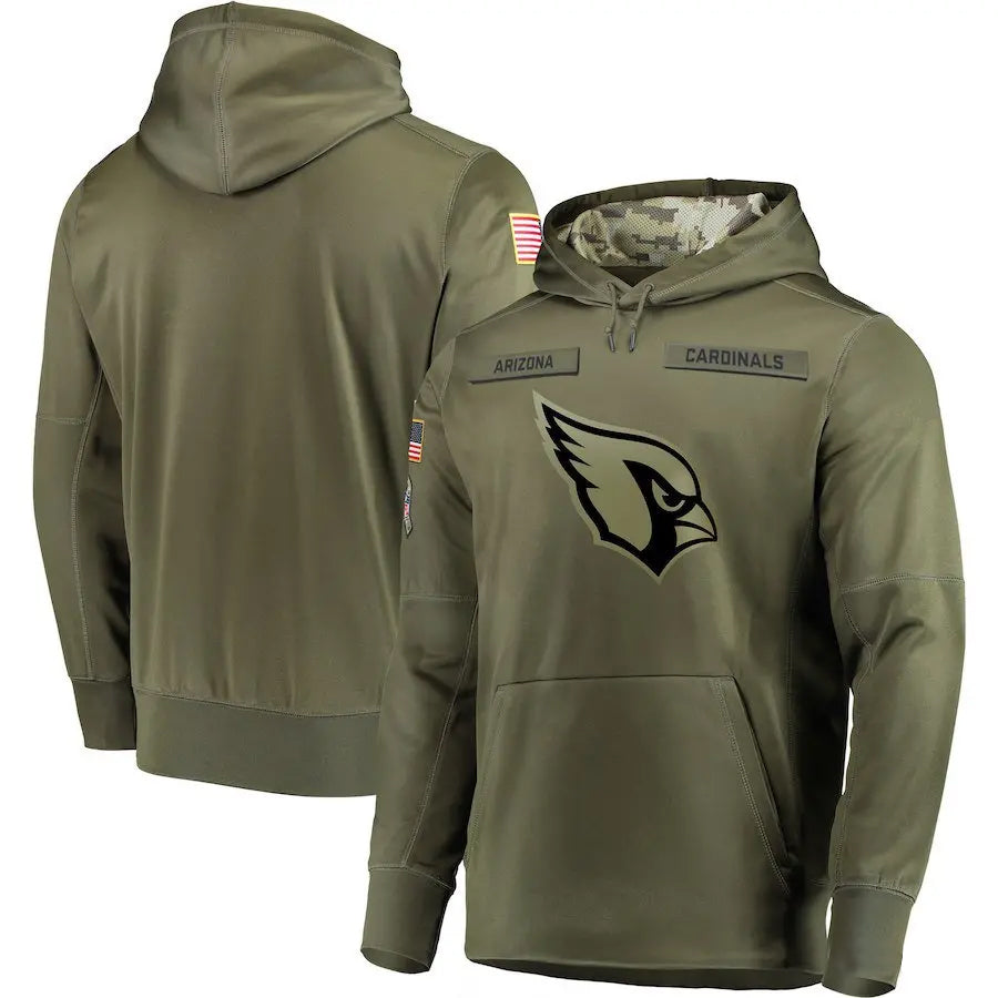 A.Cardinals Olive Salute to Service Sideline Pullover Hoodie Player Football Jerseys