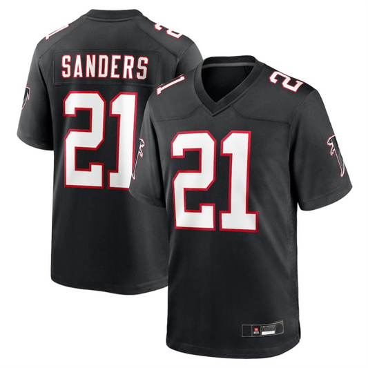 A.Falcons #21 Deion Sanders Black Player Game Football Jerseys