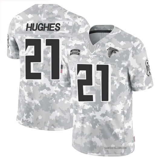 A.Falcons #21 Mike Hughes Player Arctic Camo Salute to Service Limited Football Jerseys