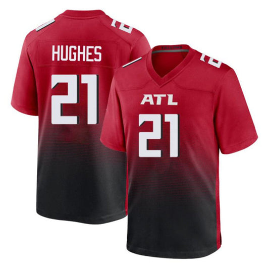 A.Falcons #21 Mike Hughes Player Red Home Game Football Jerseys
