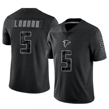 A.Falcons #5 Drake London Player Black RFLCTV Limited Football Jerseys