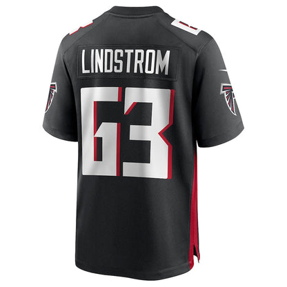 A.Falcons #63 Chris Lindstrom Player Black Home Game Football Jerseys