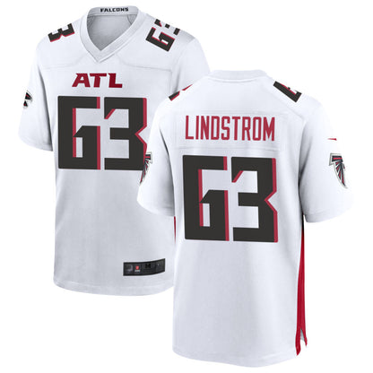 A.Falcons #63 Chris Lindstrom Player White Home Game Football Jerseys