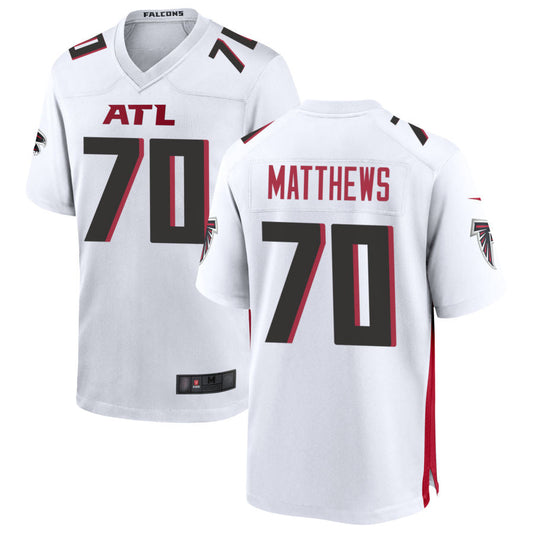 A.Falcons #70 Jake Matthews Player White Home Game Football Jerseys