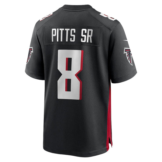 A.Falcons #8 Kyle Pitts Sr. Player Black Home Game Football Jerseys