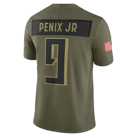 A.Falcons #9 Michael Penix Jr. Player Olive Salute to Service Limited Football Jerseys
