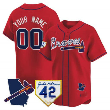 Custom Atlanta Braves 2024 Robinson & Georgia Patch Vapor Premier Limited ¨C All Stitched Baseball Jersey