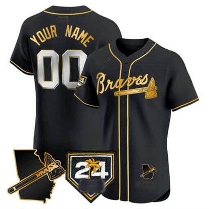 Custom Atlanta Braves 2024 Spring Training & Georgia Patch Vapor Premier Elite ¨C All Stitched Baseball Jersey