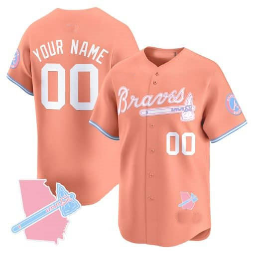 Custom Atlanta Braves Bubblegum Pink Vapor Premier Limited ¨C All Stitched Baseball Jersey