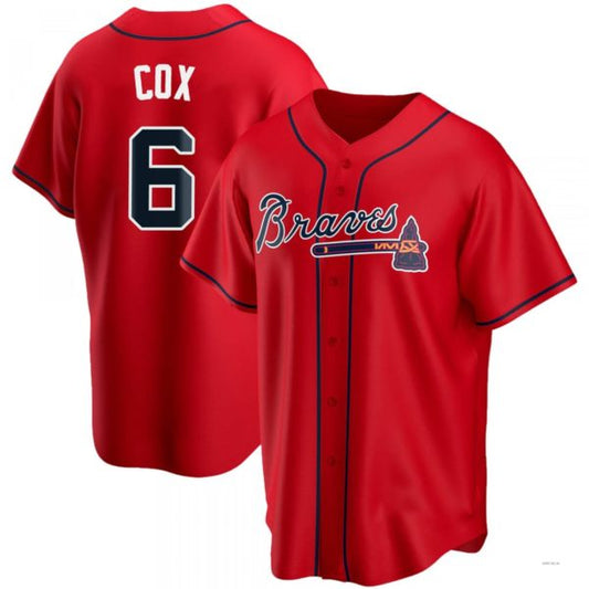 Atlanta Braves #6 Bobby Cox Red Alternate Jersey Stitches Baseball Jerseys