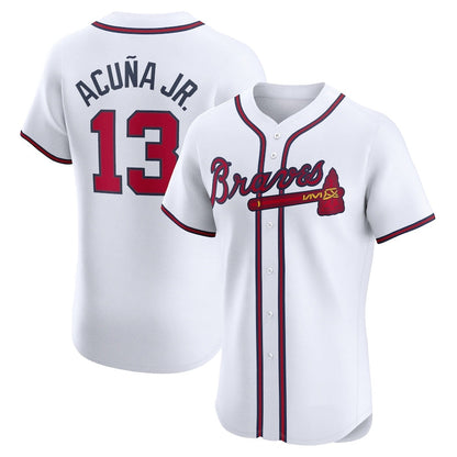 Atlanta Braves #13 Ronald Acu?a Jr. Home Elite Jersey - White Baseball Jerseys