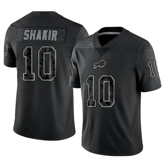 B.Bills #10 Khalil Shakir Player Black RFLCTV Limited Football Jerseys