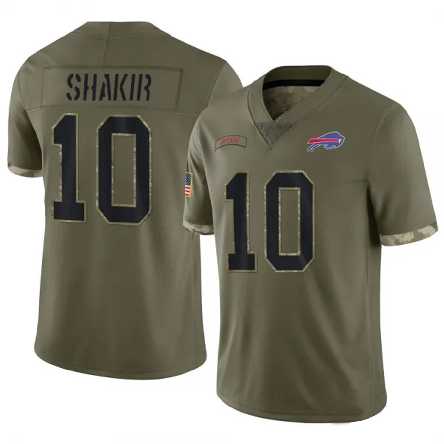 B.Bills #10 Khalil Shakir Player Salute To Service Olive Football Jerseys