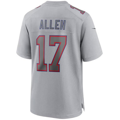 B.Bills #17 Josh Allen Gray Player Game Replica Fashion Football Jerseys