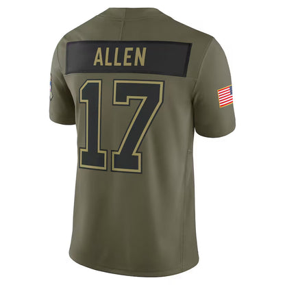 B.Bills #17 Josh Allen Player Olive Salute to Service Limited Football Jerseys