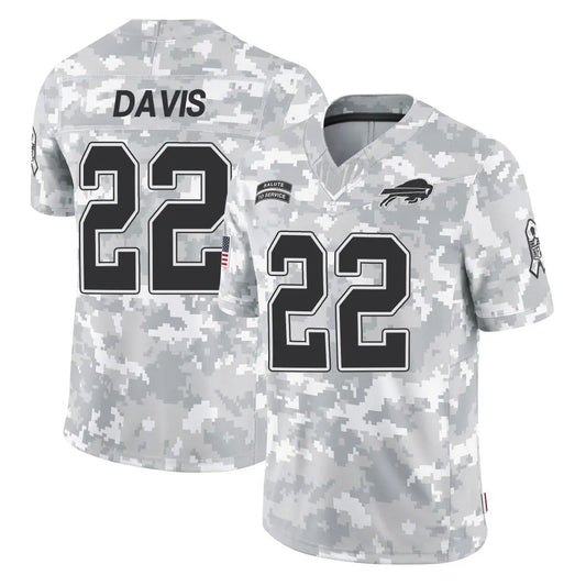 B.Bills #22 Ray Davis Player Arctic Camo Salute to Service Limited Football Jerseys